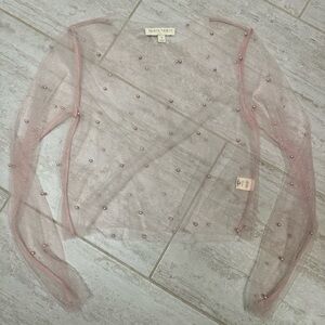 Elegant Pink Sheer Blouse with Embellishments